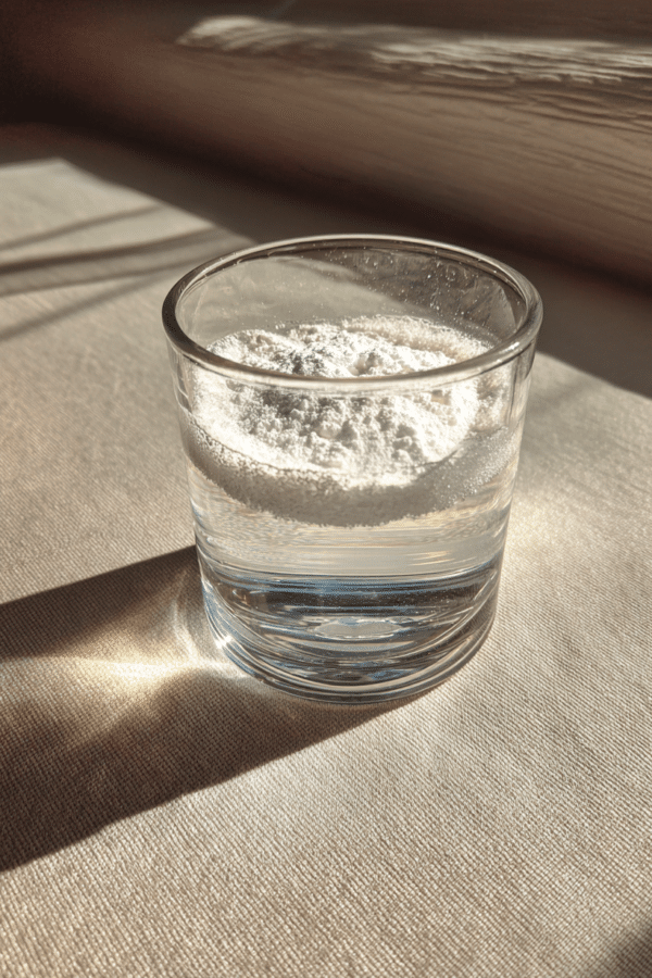 Baking soda trick for men in glass of water