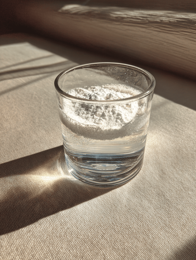 Baking soda trick for men in glass of water