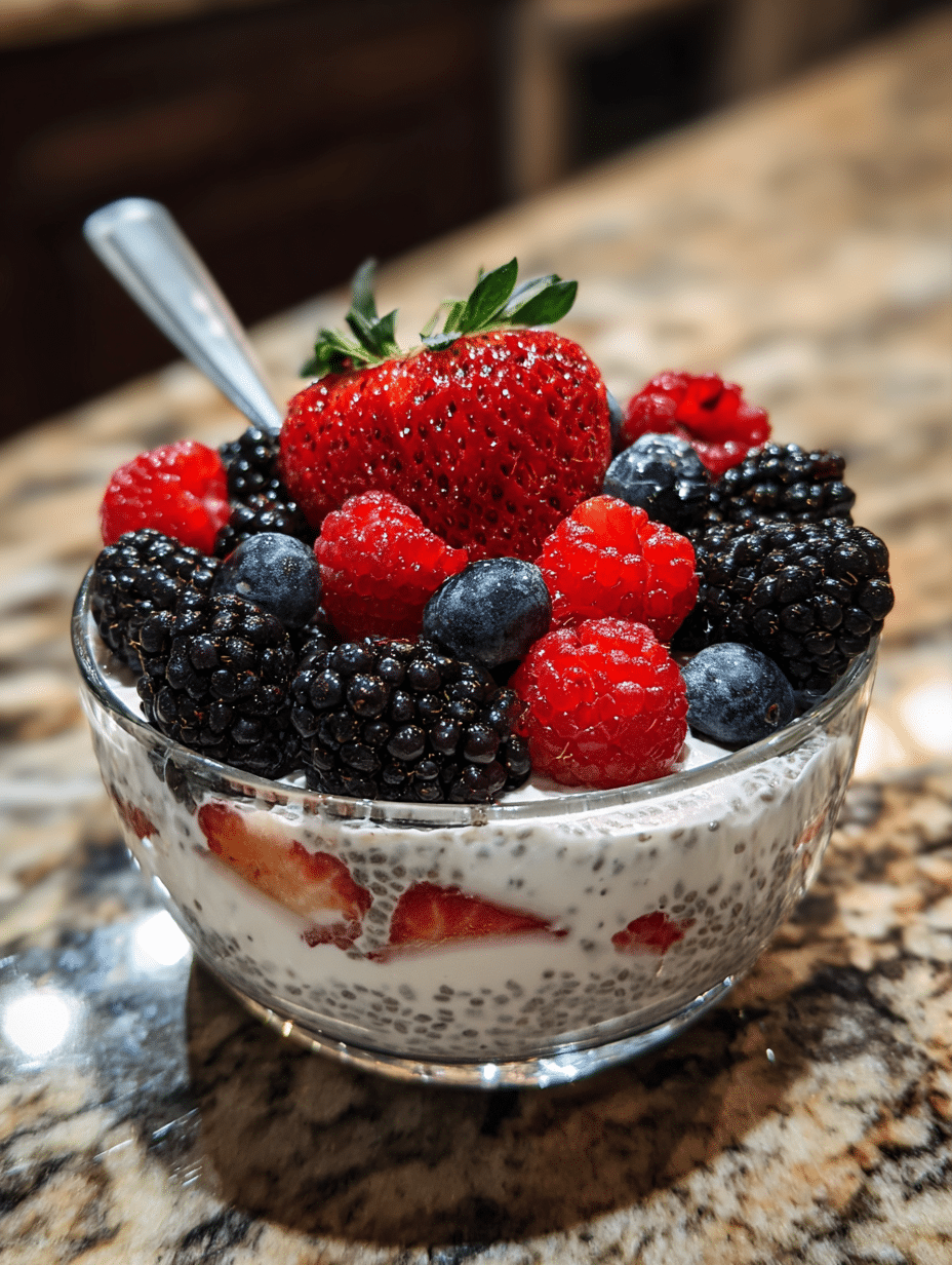chia seeds in yogurt breakfast bowl