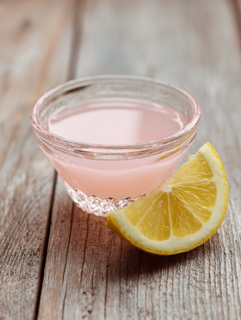 Dr Ashton gelatin recipe served in clear ramekin with lemon