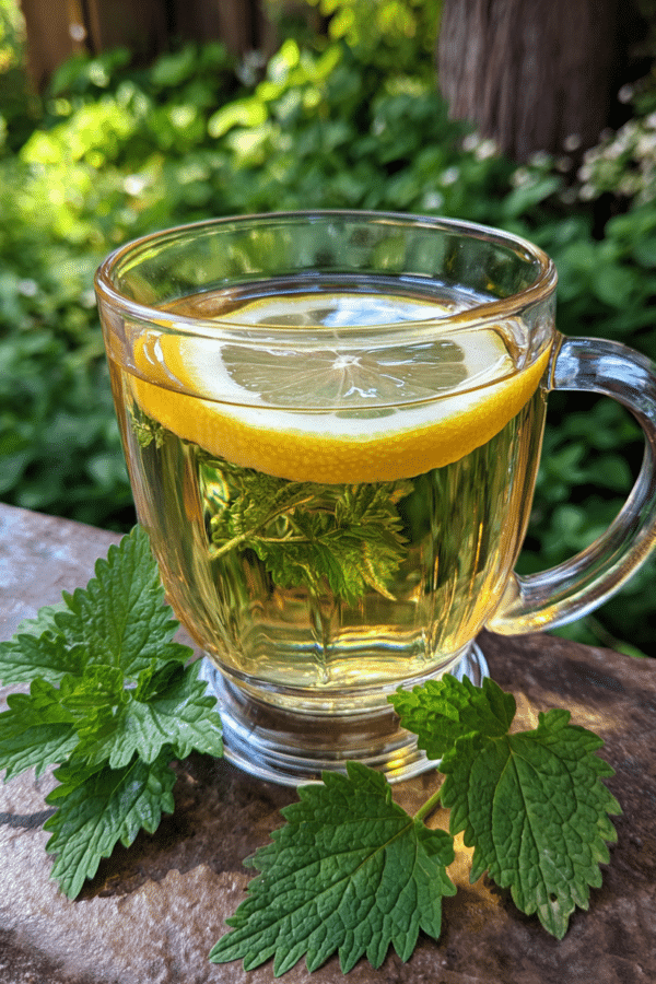 Lemon balm for weight loss tea in rustic kitchen setting