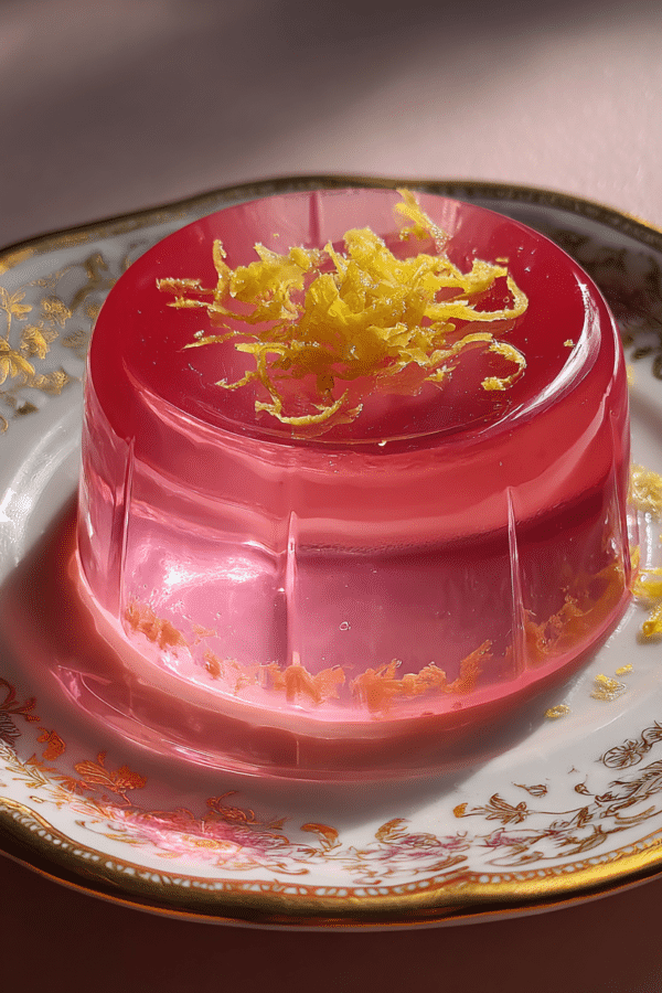 pink gelatin recipe snack served in ramekin