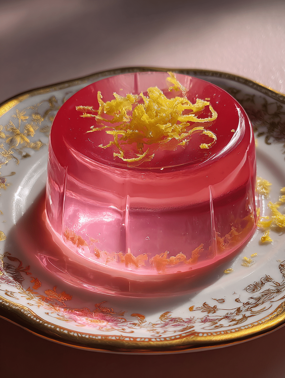 pink gelatin recipe snack served in ramekin