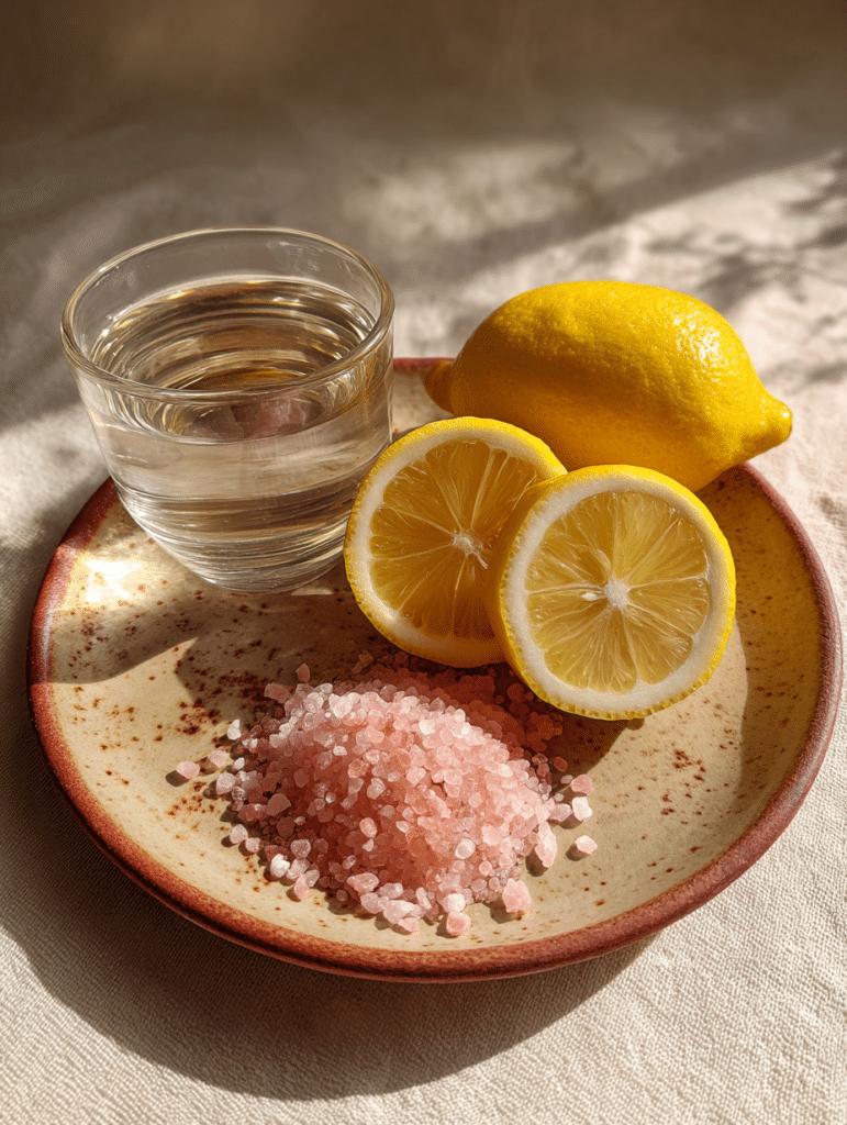 Pink salt weight loss recipe 3 ingredients close-up