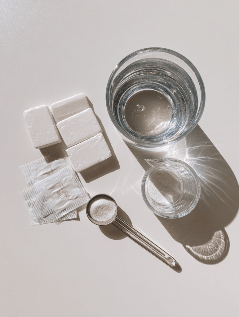 Bariatric Jello Recipe 3 bariatric jello ingredients laid out before preparation