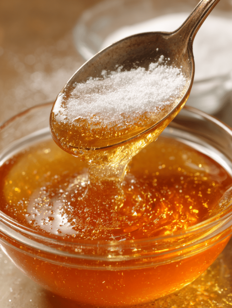 mixing honey and baking soda