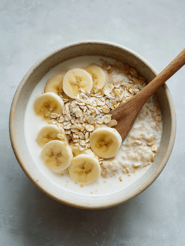 preparing banana overnight oats step