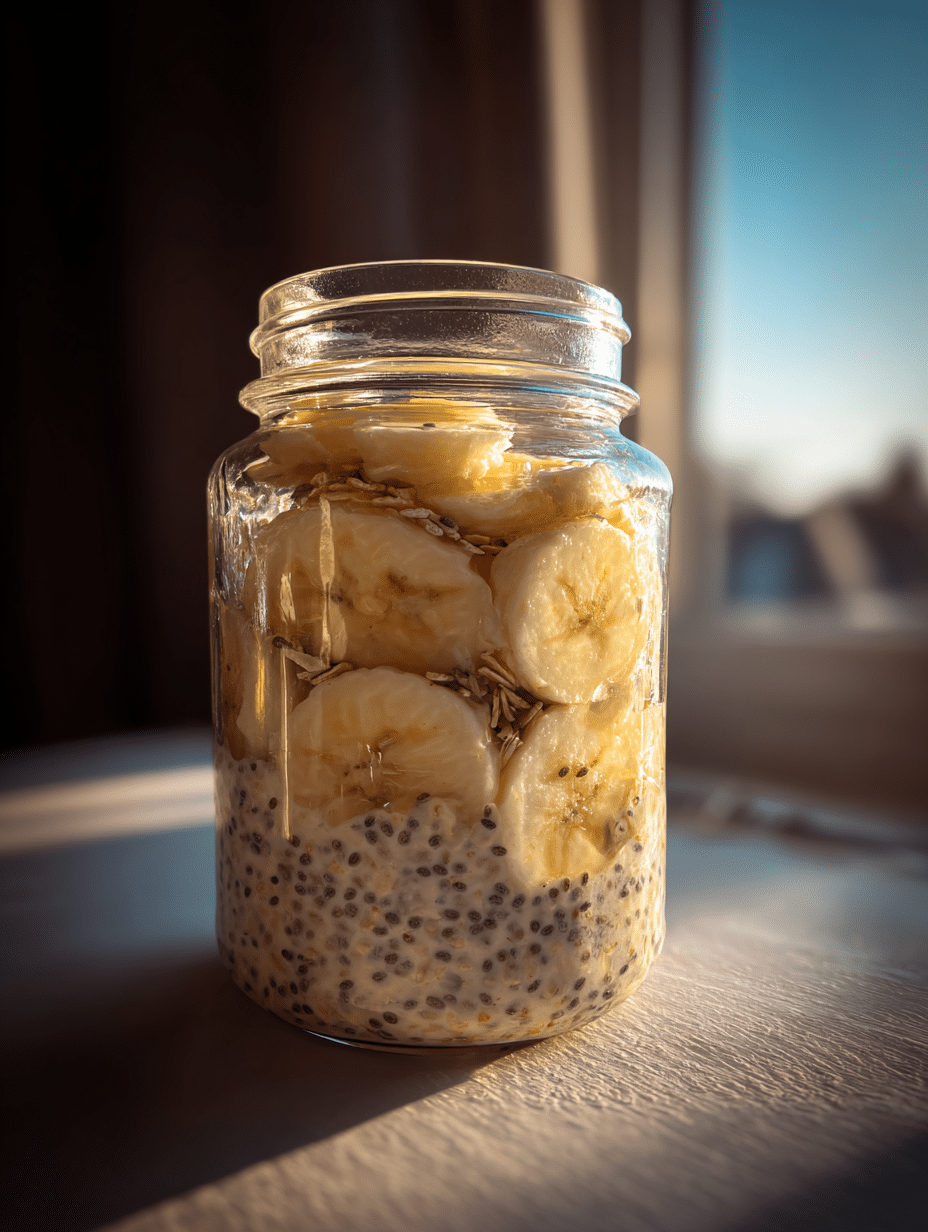 banana overnight oats healthy breakfast jar
