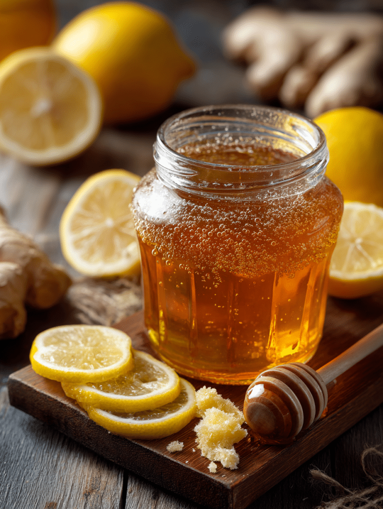 ingredients for Ben Carson honey recipe including honey lemon and ginger