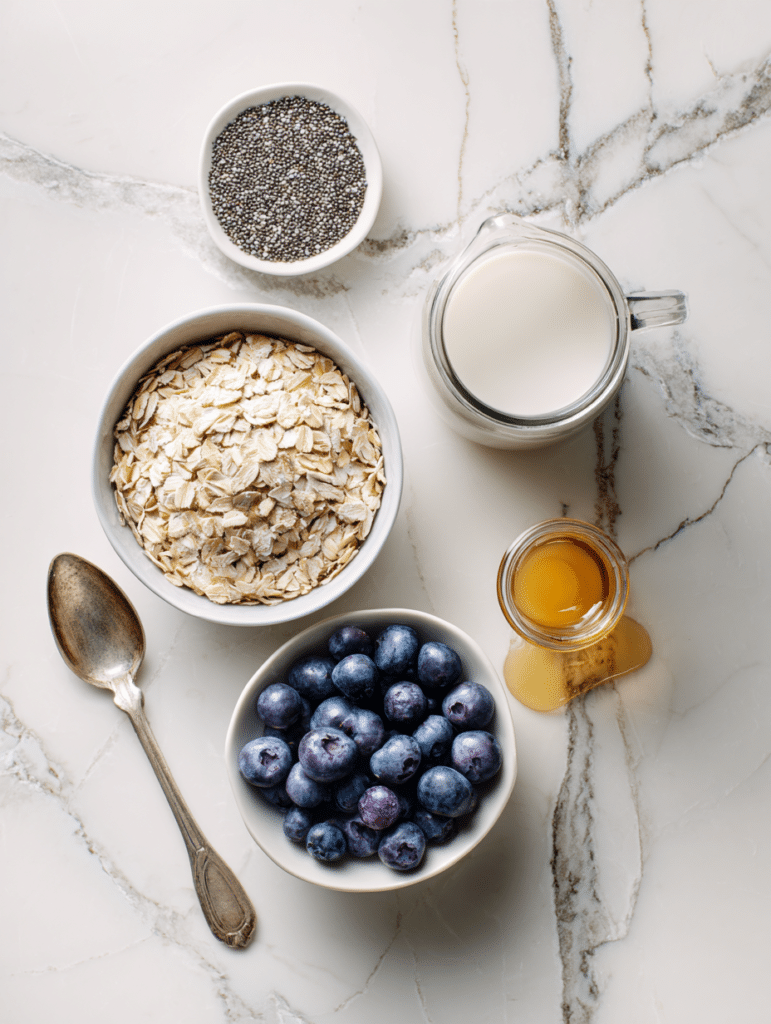 ingredients for blueberry overnight oats recipe