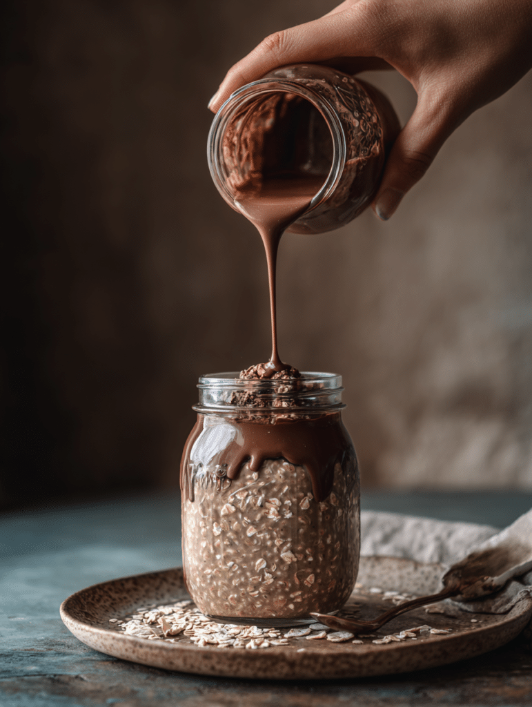 Chocolate Overnight Oats 4 chocolate overnight oats refrigerating overnight