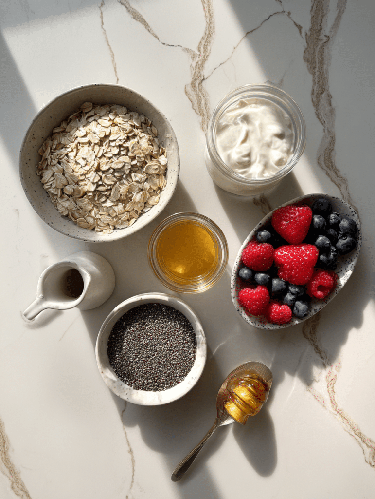 ingredients for overnight oats with chia seeds recipe