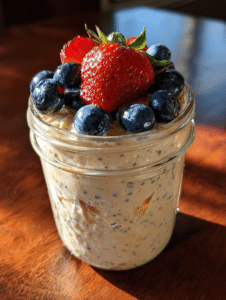 overnight oats with chia seeds recipe in mason jar