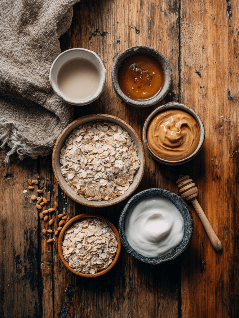 ingredients for peanut butter overnight oats