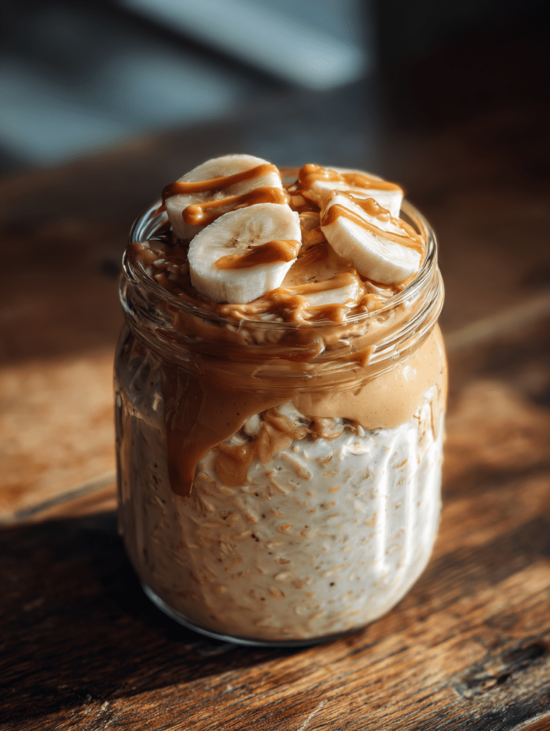 peanut butter overnight oats in jar