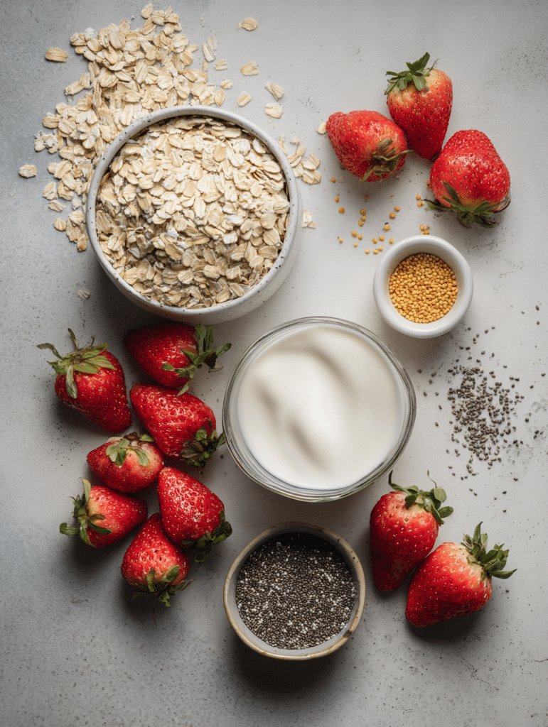 ingredients for strawberry overnight oats recipe